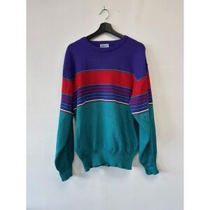 Vintage Meister Ski Sweater Mens Large Striped Wool Acrylic Pullover 80s